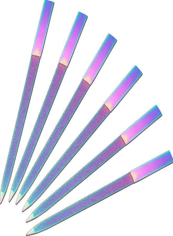 Mudder 6 Pcs Diamond Nail File for Women Men Stainless Steel Metal Double Side Nail Buffer Sapphire Rainbow Emery Boards Manicure Tool Fingernail Care Tool for Salon Home and Travel Use - Image 1